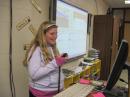 Megan S. making a voice QSO during the October 2013 SCR for W9GRS school station